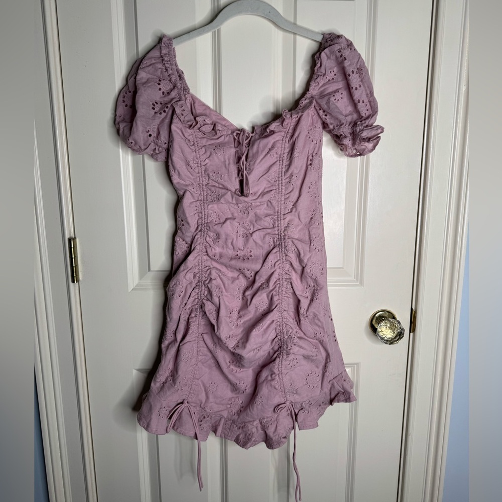 Saints and Secrets Blush Eyelet Mini Dress NWT